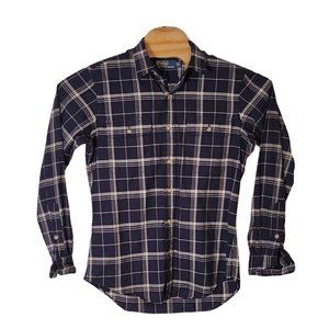 Polo Ralph Lauren Button Up Flannel Shirt Size‎ Small Men's Blue White Plaid
